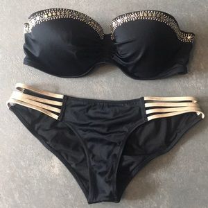 Victoria’s Secret Black&Gold Bikini - 34D top & S